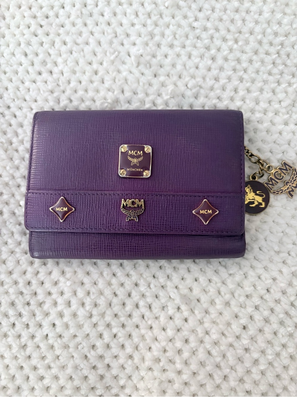 MCM Purple Leather Trifold Wallet- EUC